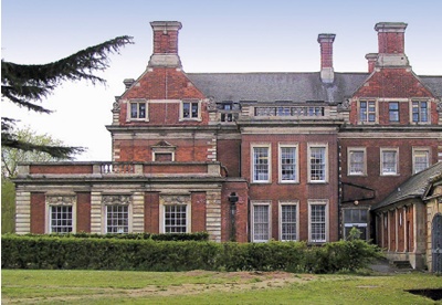 The facade of Acklam Hall: red brick with sandstone dressings