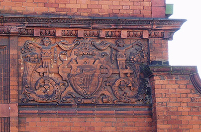 Terracotta frieze incorporating Irish national crest