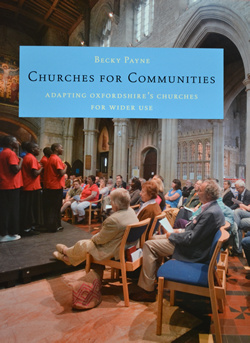 Churches for Communities book cover: a choir performs in a historic church interior with concert-style seating