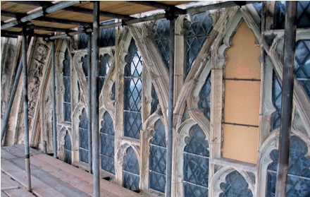 Tracery section near window apex before restoration