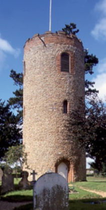 Freestanding round tower at Bramfield, Norfolk