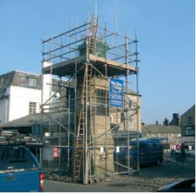 Access scaffold on clock tower