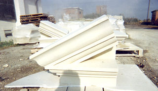 Pediment springer ready to leave the workshop.