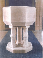 New font designed by Corinthian Stone, carved in Bath stone for Christchurch, Bedford