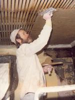 First of three coat lime haired plastering