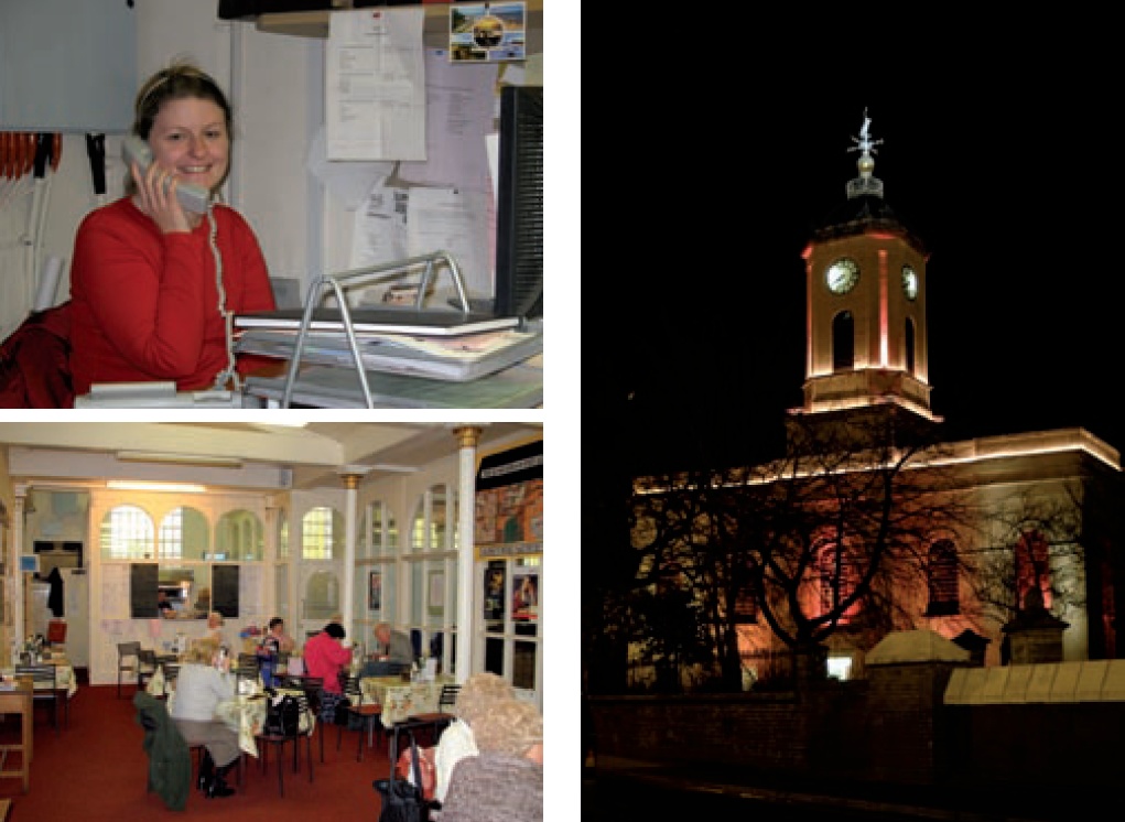 Activities at St Leonard's, Bilston, and (right) church exterior