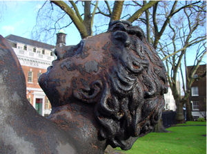 Rusted surface of cast iron sculpture