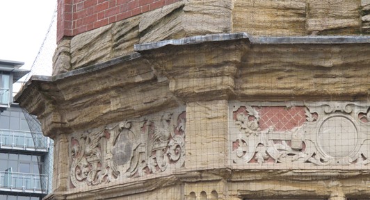 Limestone projections with very marked ridges and troughs and general loss of detail caused by severe weathering