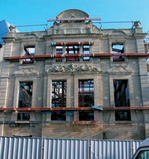 A stabilised facade of the Theatre Royal, Bath