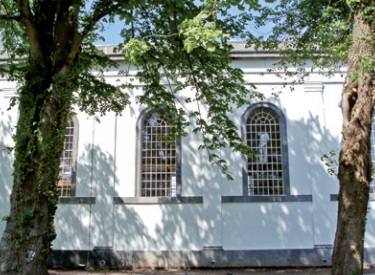 Exterior of the Garrison Chapel with the new windows in situ