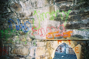 Modern graffiti in a medieval chapel