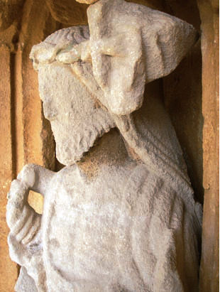 The head of Christ in the Resurrection sculpture