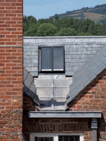 Leaded valley gutter with three 'drips' or steps