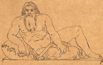 Drawing of bearded male nude, possibly Neptune