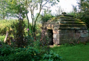 Remains of stone bath house with pyramidal stone roof structure