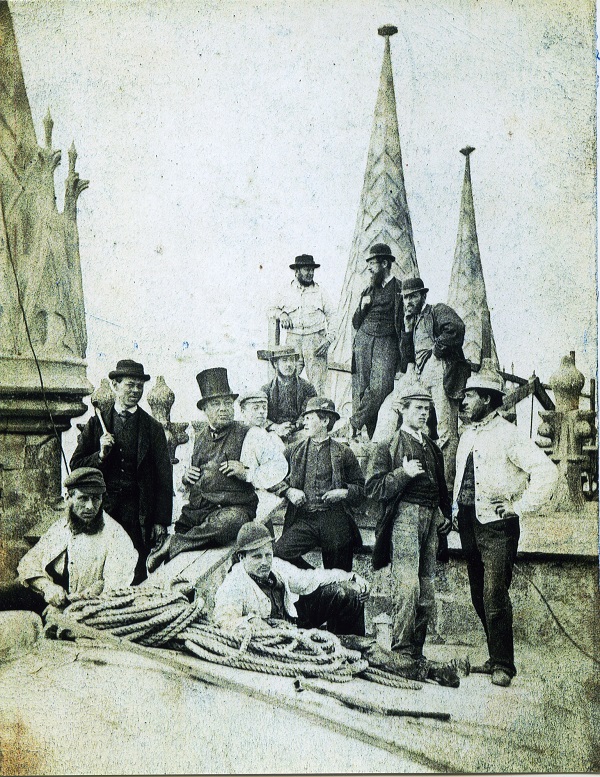 Craftspeople working on Lincoln cathedral in the 1860s