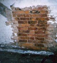 Area of cleaned brickwork