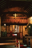 The interior of St Eloi: 'intense, sheltering stillness'