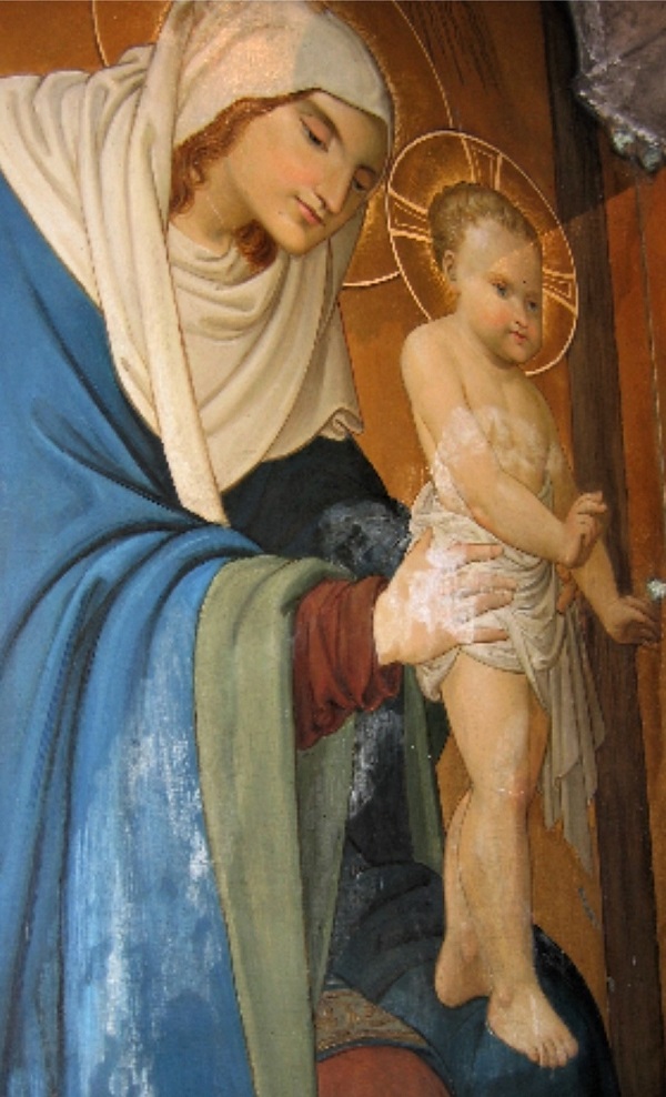 Opaque white blanching of the varnish obscured significant areas of the oil on copper painitings