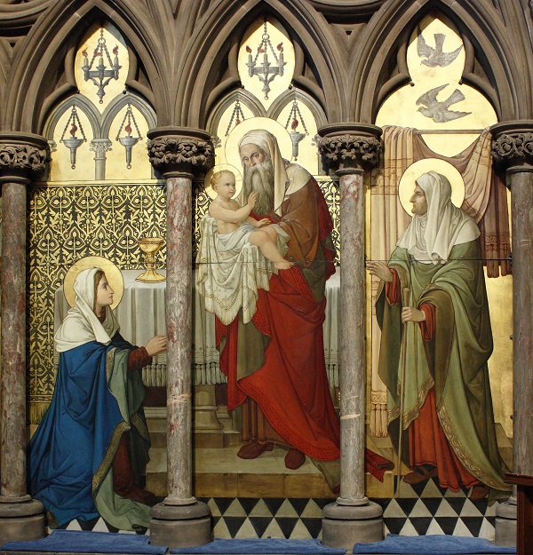 The painting of the 'Jesus in the Temple' from the south east niche after conservation