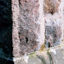 Lime leaching from repointed buttress
