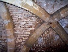 Rib-vaulted masonry ceiling