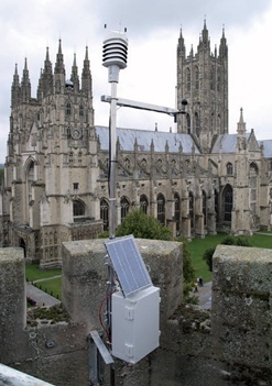 Data transmission equipment with Canterbury Cathedral in background