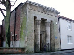 The Egyptian revivalist facade of the masonic hall at Boston, Lincolnshire