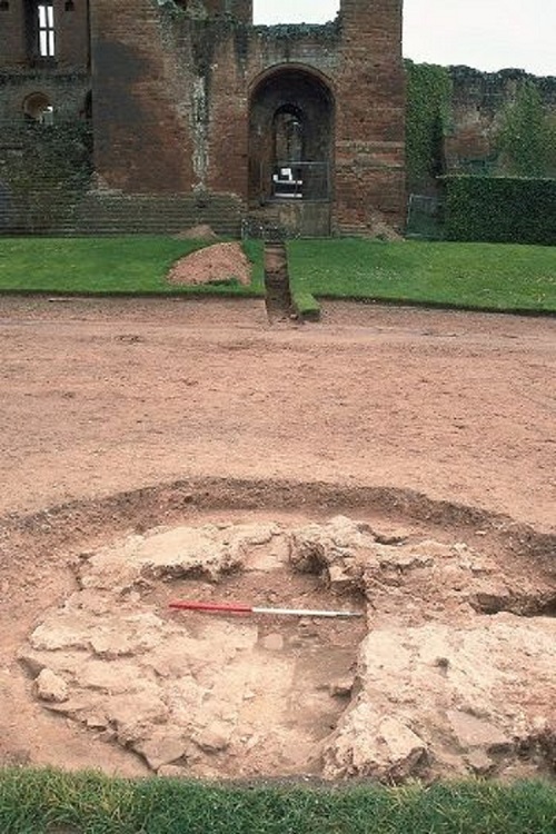 Excavated fountain at Kenilworth Castle