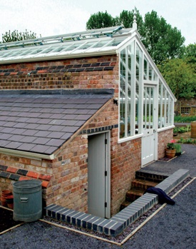 Combined glasshouse and slate-roofed boiler house