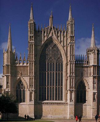 York Minster's east front, dominated by the towering Great East Window