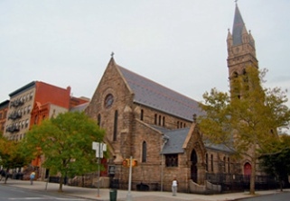 St Andrew’s Episcopal Church, Harlem: exterior with street trees