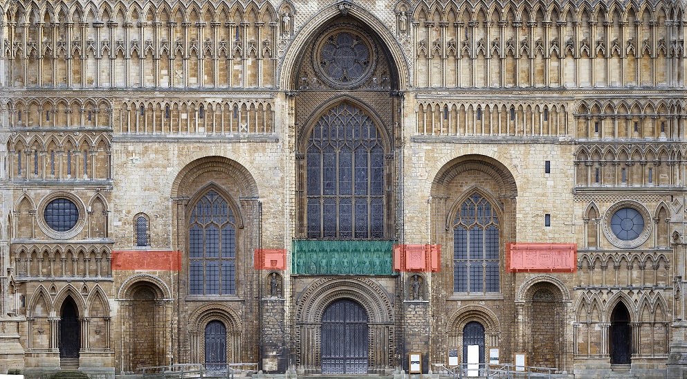 lincoln cathedral west front covered frieze