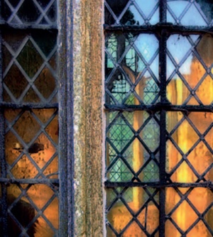 Leaded lights and the gently distorting effect produced by glass 'quarries' of uneven thickness