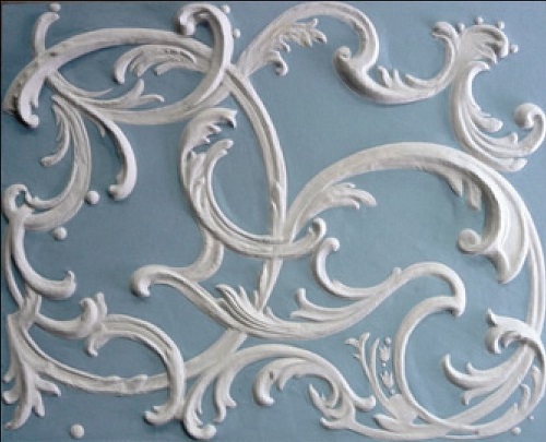 Newly painted lincrusta panel