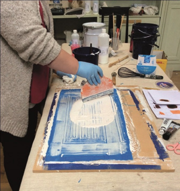 Replacement panel being prepared in mould