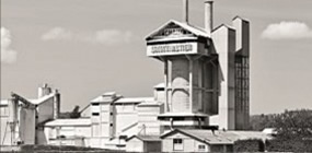 One of the modern vertical shaft kilns at the Saint-Astier limeworks in the Dordogne, an area with a long history of hydraulic lime production. 