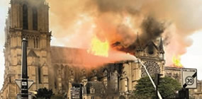 Notre Dame on fire.