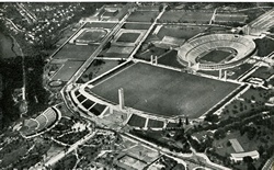 B/w aerial photograph of the Reichssportfeld, Berlin, 1936