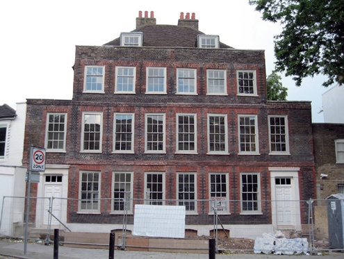 The Georgian facade of Nos 6-10 Queens Road, Peckham after restoration