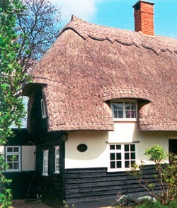 Thatched cottage with weatherboarding