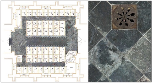 Measured survey drawing (left) and integrated detail (right)