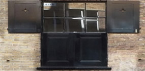 Shutters of a Georgian terrace in Spitalfields, London