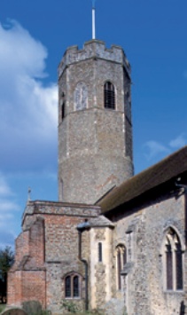 Round tower with octagonal belfry, Ilketshall St Andrew, Suffolk