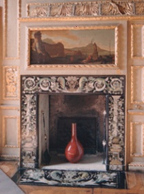 Richly decorated scagliola fireplace