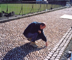 Man inspecting the new cobbles