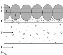 Sectional diagram showing composition of reinstated surface
