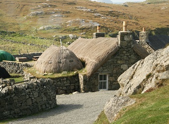 The village of Garenin has been restored as holdiay cottages with with straw-thatched roofs