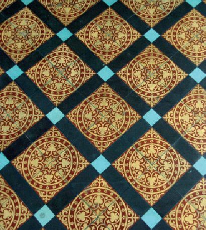 Antique Victorian Hall Floor Encaustic Triangle Tiles 