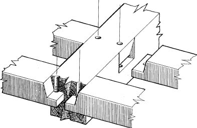 B&w illustration of Joist end tenon with diminished haunch